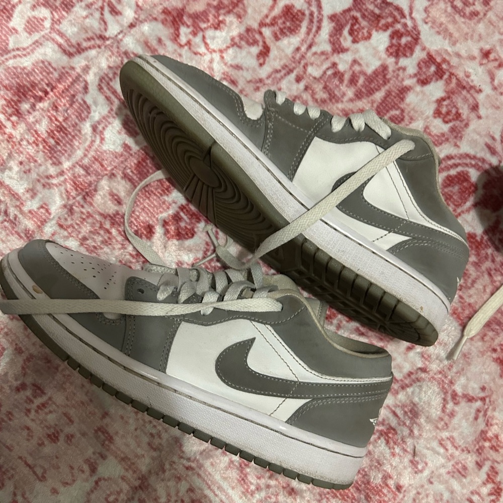 Gray and White Jordan Sneakers